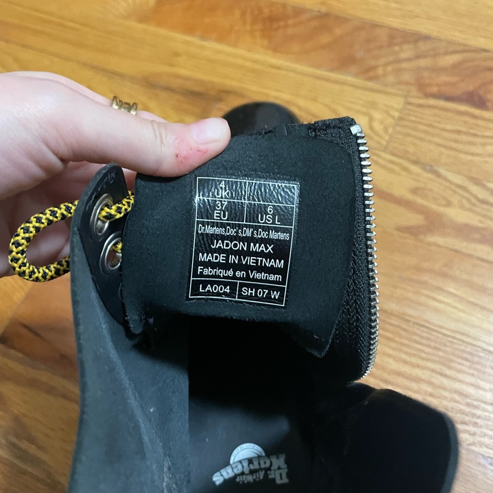 Dr. Martens AirWair Black Boots with Yellow Accents - Picture 3 of 7